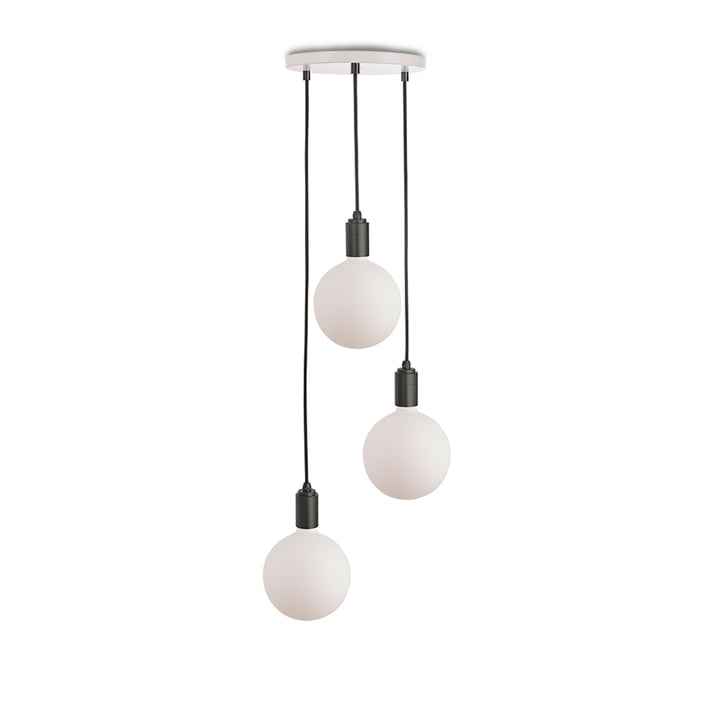 Graphite Triple Set de luminaires suspendus, y compris 3 x Sphere IV ampoules LED E27, blanc / aluminium anodisé de Tala