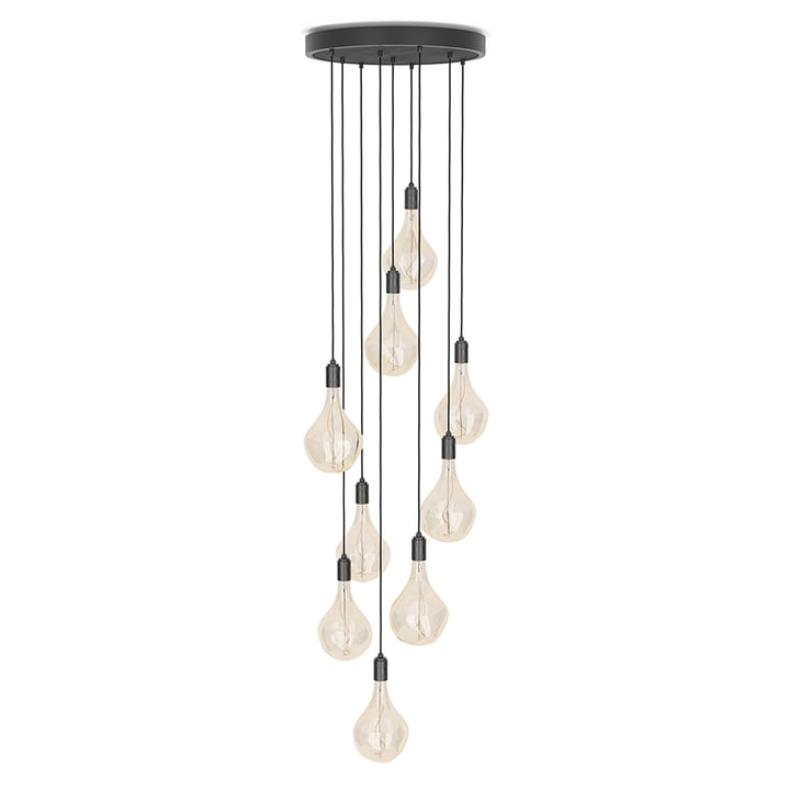 Graphite Nine Lampe suspendue en noir / aluminium anodisé dans le set de Tala y compris 9 x Voronoi II ampoules LED E27