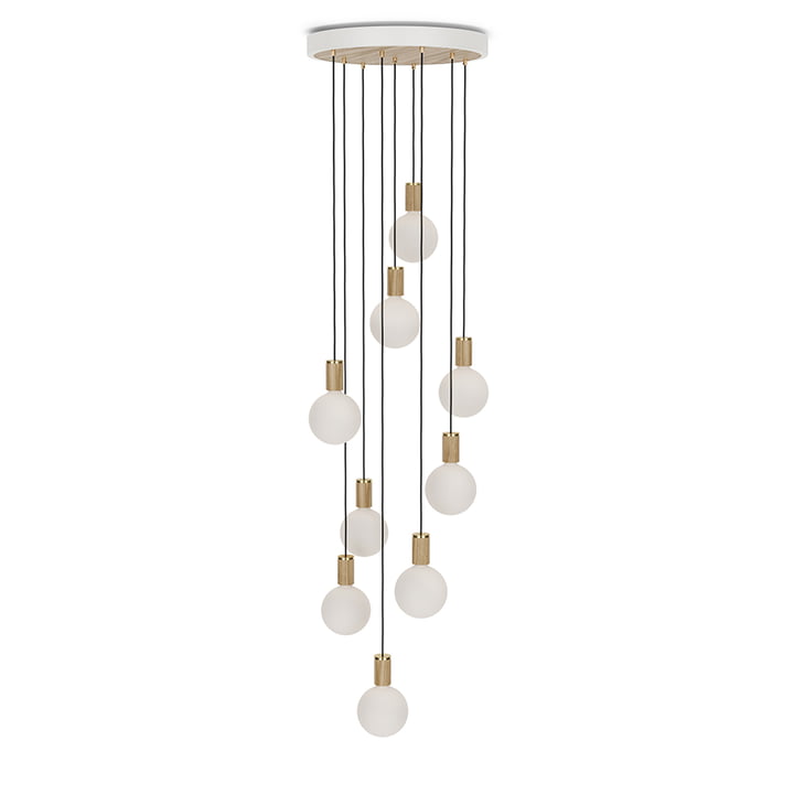 Tala - Chêne Nine Set de lampes suspendues, y compris 9 x Sphere IV ampoules LED E27, blanc / laiton