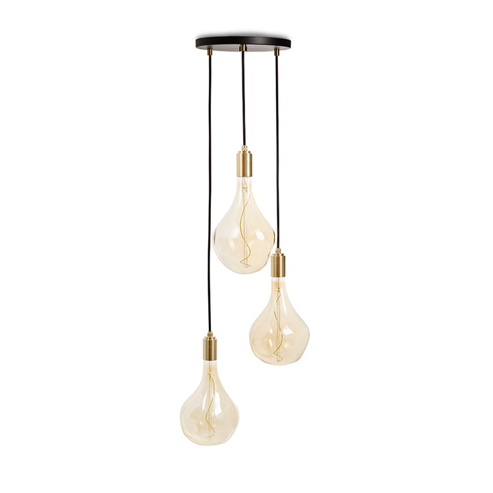 Brass Triple Set de lampes suspendues, y compris 3 x Voronoi II ampoules LED, noir / laiton de Tala
