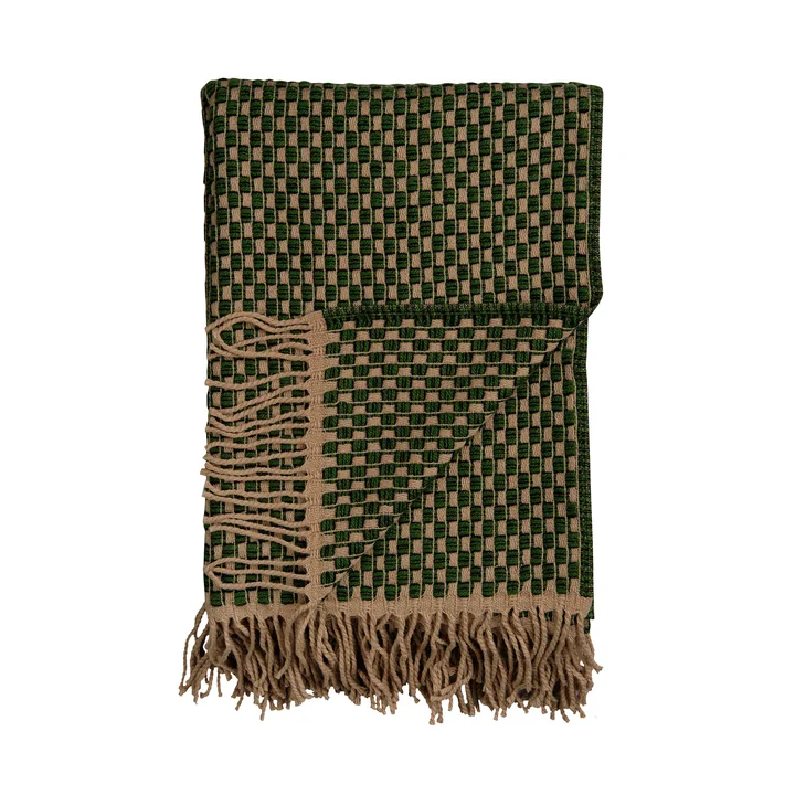 Isak Couverture en laine, 150 x 210 cm, vert / beige de Røros Tweed