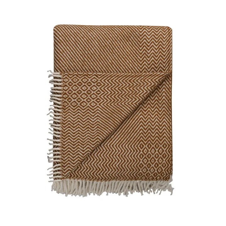 Kattefot Couverture en laine, 140 x 220 cm, burnt ochre de Røros Tweed