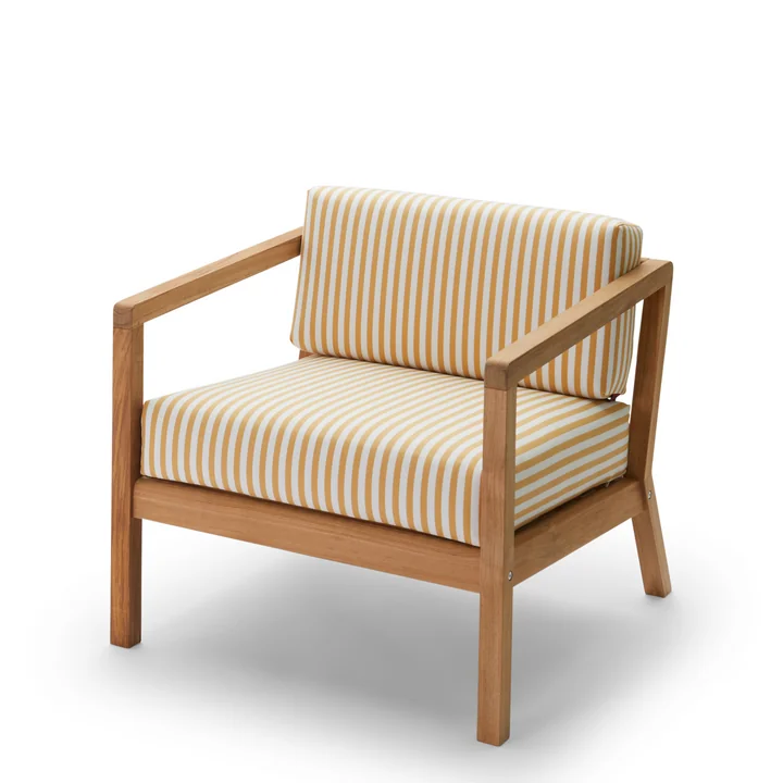 Virkelyst Fauteuil, teck / jaune d'or rayé (édition limitée) de Sakgerak