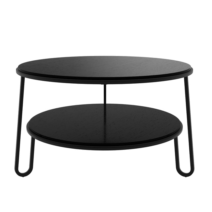 Eugénie Table basse ∅ 70 cm, laqué noir, métal noir de Hartô