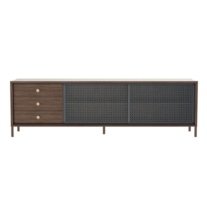 Gabin Sideboard , 162 cm, noyer naturel / gris ardoise de Hartô