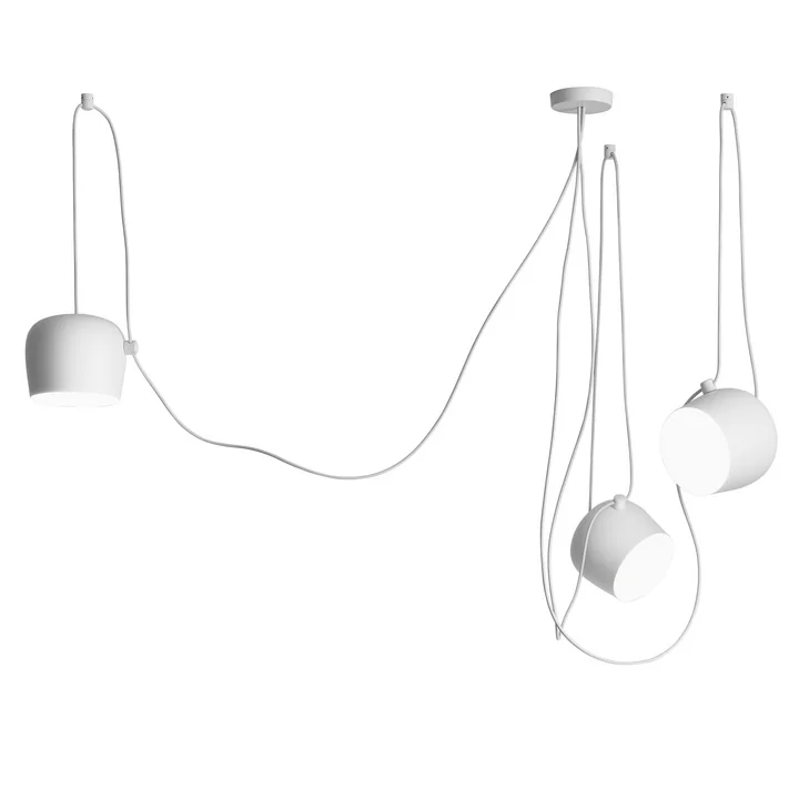 Flos - AIM LED -Série de suspensions (3 suspensions + rosace multiple), blanc
