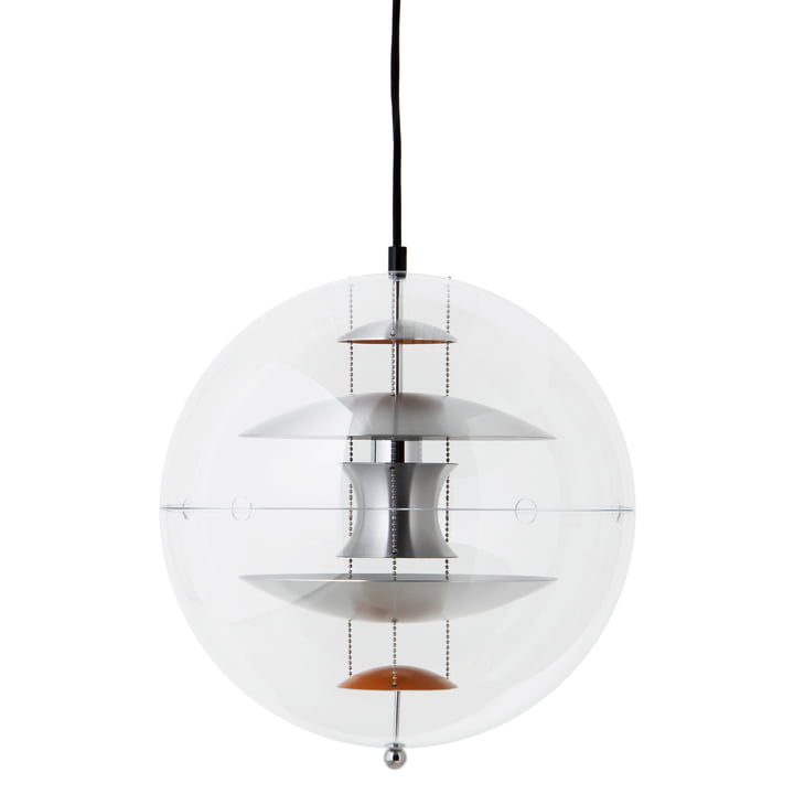 VP Globe Suspension Ø 40 cm, aluminium brossé / transparent de Verpan