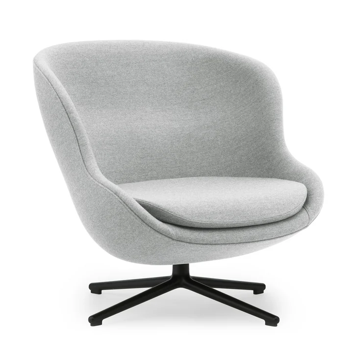 Hyg Fauteuil lounge avec piètement pivotant de Normann Copenhagen en finition alu noir / gris