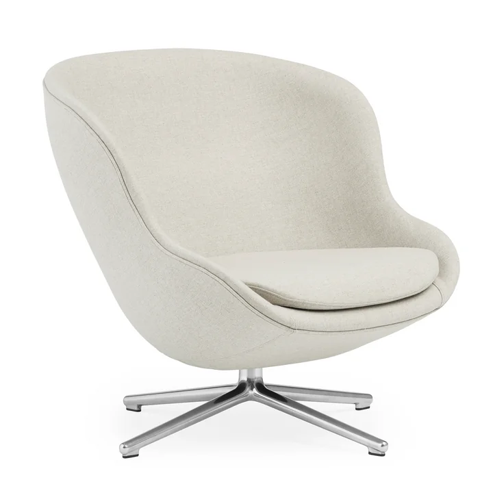 Hyg Fauteuil lounge avec piètement pivotant de Normann Copenhagen en finition aluminium / gris clair