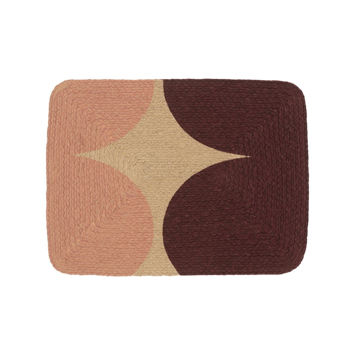 Härkä Set de table 47 x 36 cm, jute / burgundy /peach de Marimekko