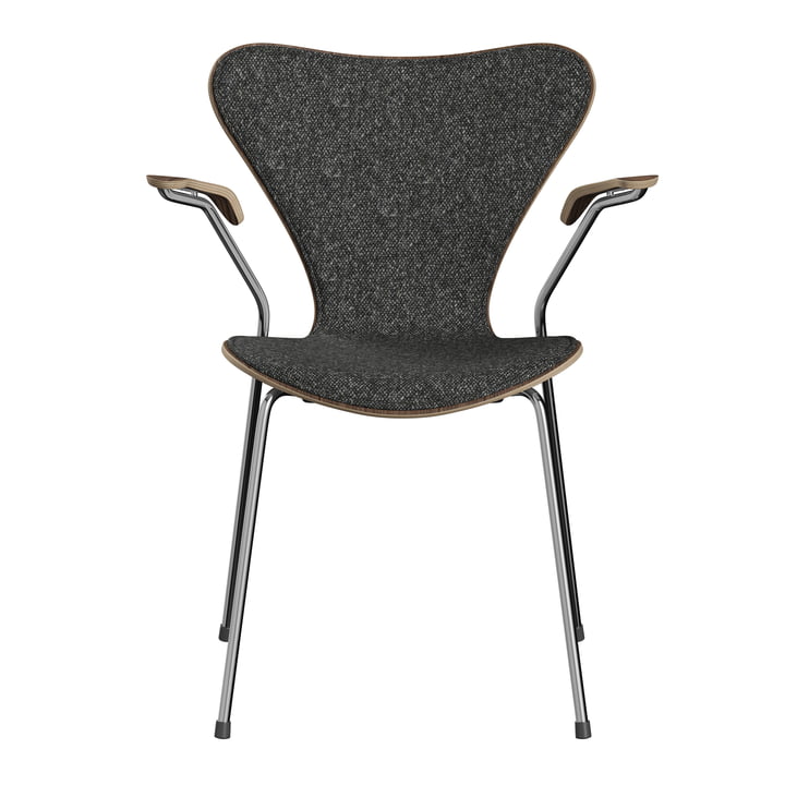 Fritz Hansen - Série 7, chaise avec accoudoirs, Vanir Granite brun / piétement Chrome