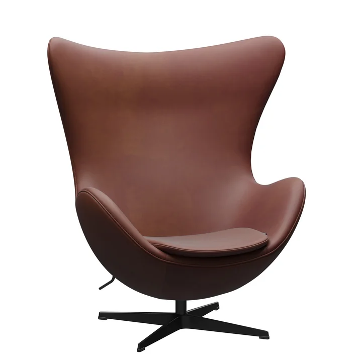 Egg Chair, cuir marron de Fritz Hansen