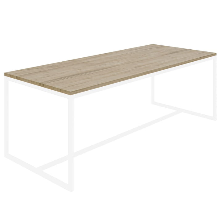 Rectangle Table de salle à manger, 160 x 90 cm, chêne naturel / piétement blanc de Nuuck