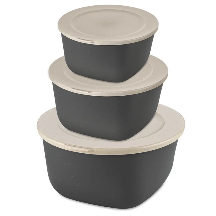 Connect Set de boîtes à provisions Stockholm, 4 l,2 l, 1 l, nature ash grey (set de 3) de Koziol