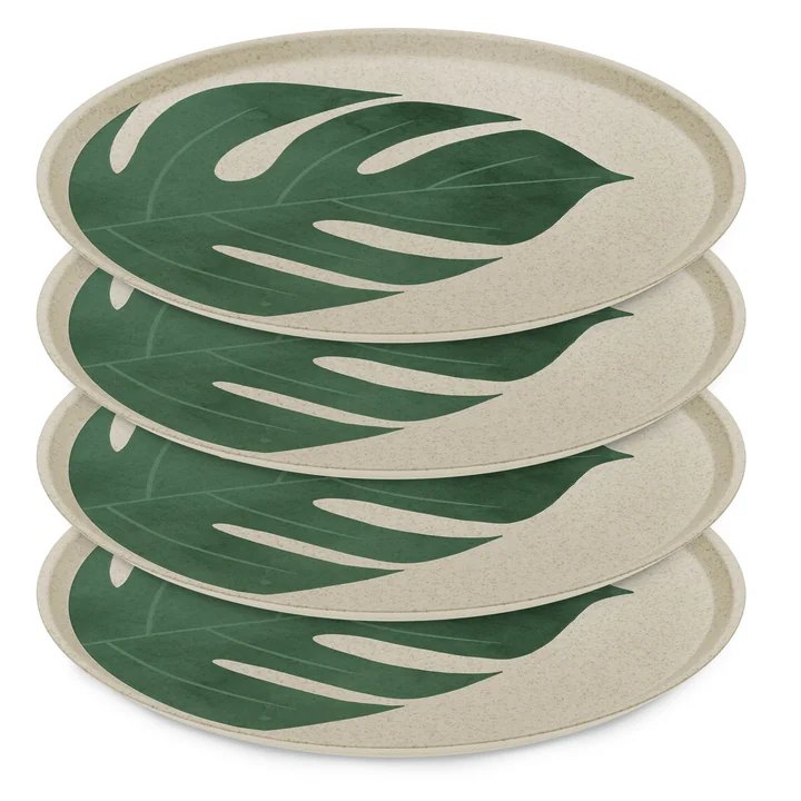 Connect Assiette, Monstera leaf, Ø 2 5. 5 cm, sable (set de 4) de Koziol