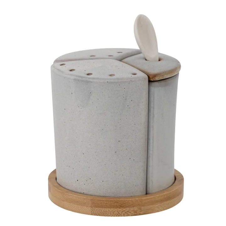 Josefine salière et poivrière avec cuillère de Bloomingville de couleur grise
