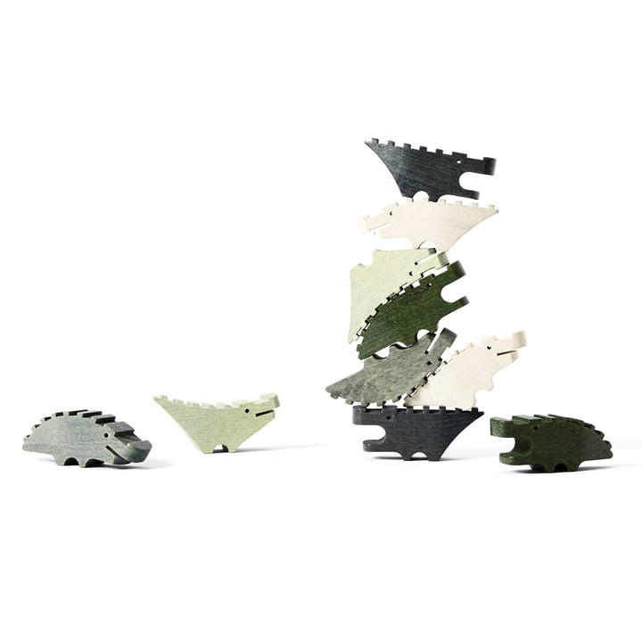 Croc Pile Mini crocodiles en bois, petit, vert (set de 10) de Areaware