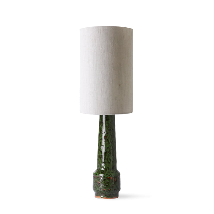 Retro Pied de lampe de table, H 45 cm, lava green + Abat-jour Lin, Ø 24,5 cm, naturel de HKliving