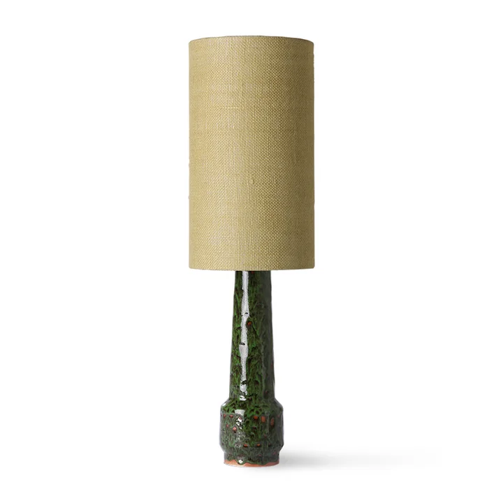 Retro Pied de lampe de table, H 45 cm, lava green + Abat-jour Jute, Ø 22 cm, jade green de HKliving