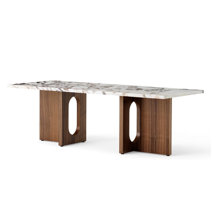 Audo - Androgyne Table basse 120 x 45 cm, noyer / Calacatta Viola