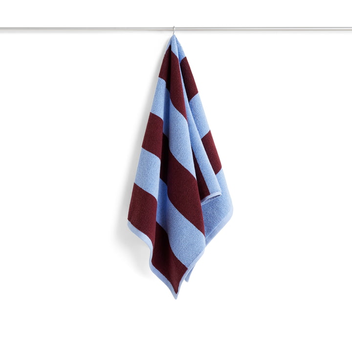 Frotté Stripe serviette, 50 x 100 cm, bordeaux / sky blue de Hay