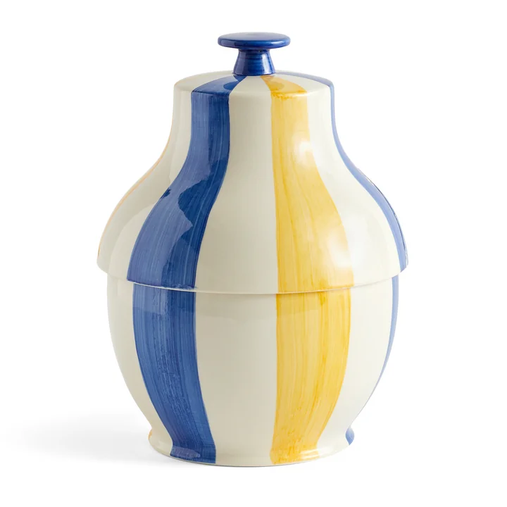 Sobremesa Pot, Ø 19 cm, bleu / jaune (rayé) de HAY