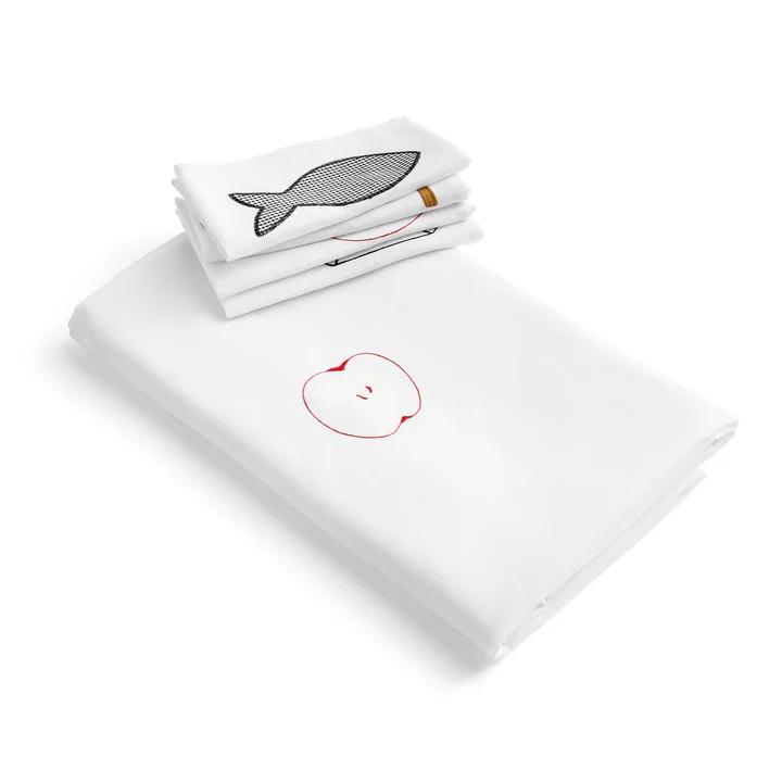 Sobremesa Nappe et serviettes blanches de HAY