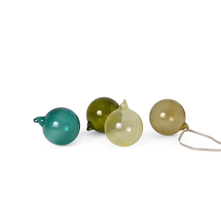 Glass Baubles Boules de Noël, Medium, multicolore foncé (lot de 4) de ferm Living