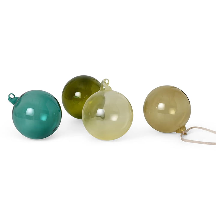 Glass Baubles Boules de Noël, Large, multicolore foncé (set de 4) de ferm Living