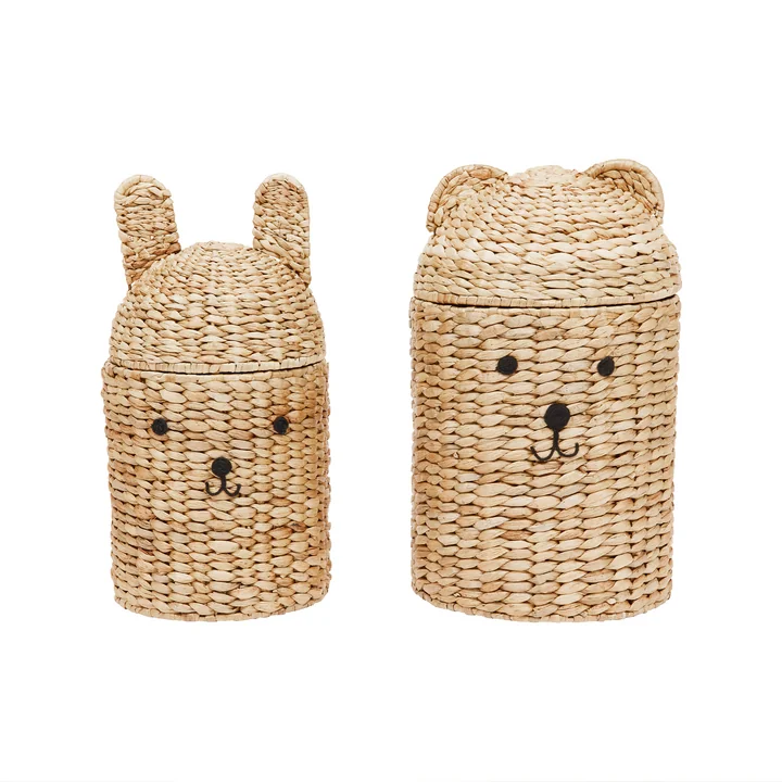 Ours & Lapin Panier de rangement de OYOY dans la version nature