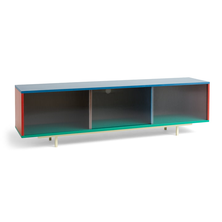 Colour Cabinet L avec portes en verre, 180 x 51 cm, multicolore de Hay