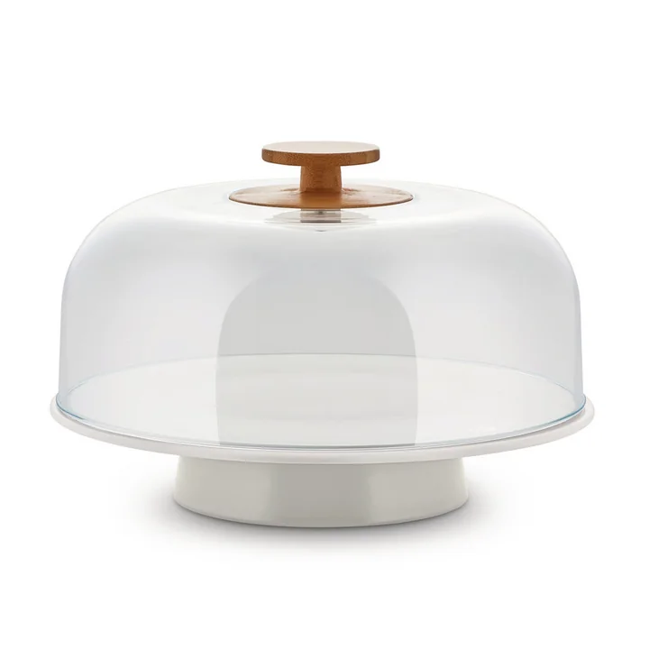 Mattina Plateau à gâteaux sur pied avec cloche de Alessi dans la couleur grise