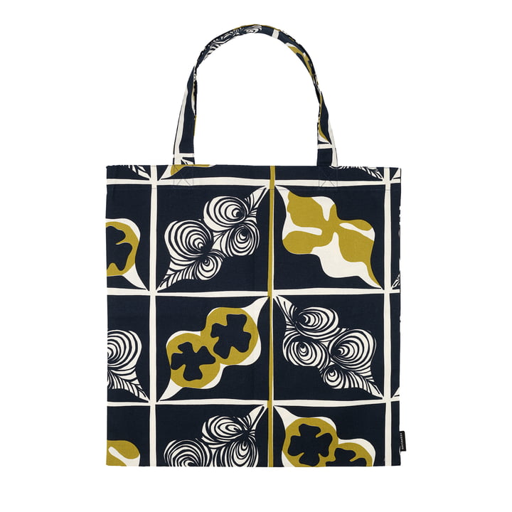 Pieni Rukinlapa Sac de Marimekko en bleu foncé / olive / blanc coton