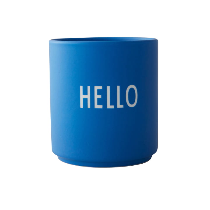 AJ Favourite Tasse en porcelaine, Hello / bleu cobalt de Design Letters