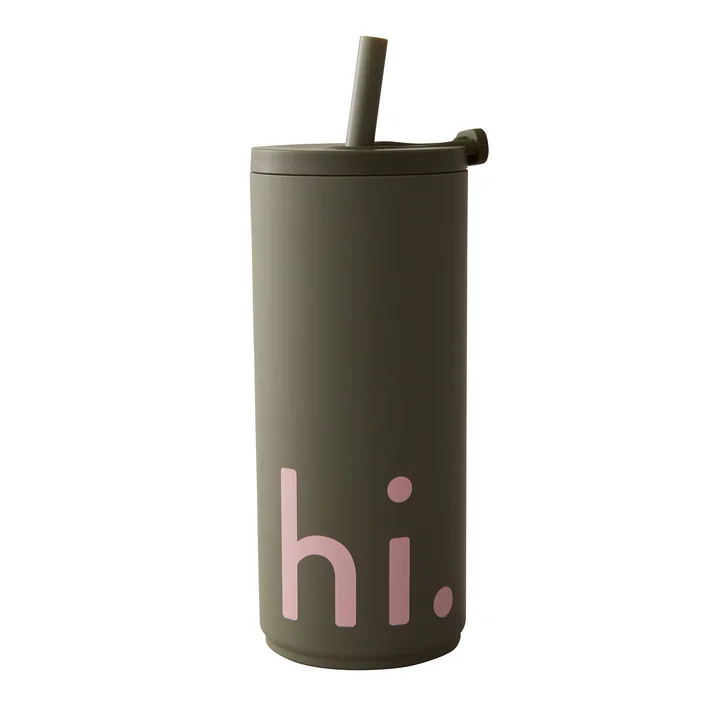 Hi Travel Gobelet à paille, 0.5 l, vert olive de Design Letters
