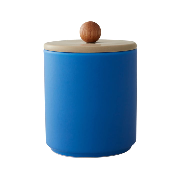 Treasure Boîte de rangement, Ø 8 x 11 cm, bleu cobalt / beige de Design Letters