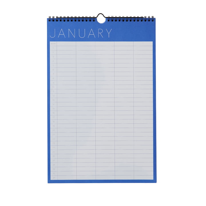 Agenda mural, mensuel, bleu cobalt de Design Letters