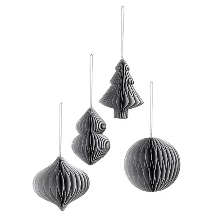 Christmas Mix Pendentif décoratif, Ø 9 x H 10 cm, argent (set de 4) de Broste Copenhagen