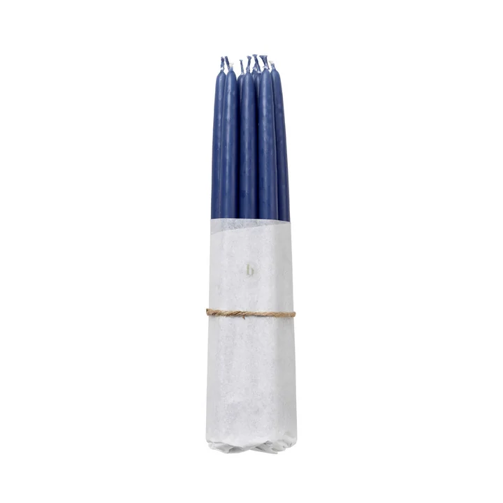 Tapers Bougies pointues trempées, Ø 1,2 cm, baja blue (set de 10) de Broste Copenhagen