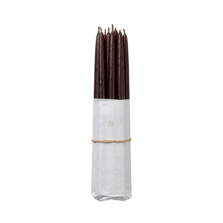 Tapers Bougies pointues trempées, Ø 1,2 cm, dark brown (set de 10) de Broste Copenhagen