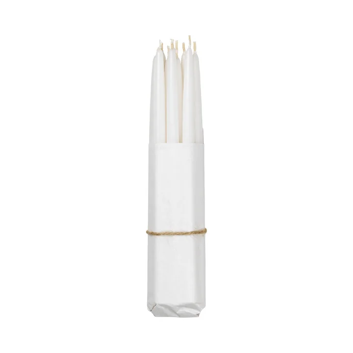 Tapers Bougies pointues trempées, Ø 1,2 cm, pure white (lot de 10) de Broste Copenhagen