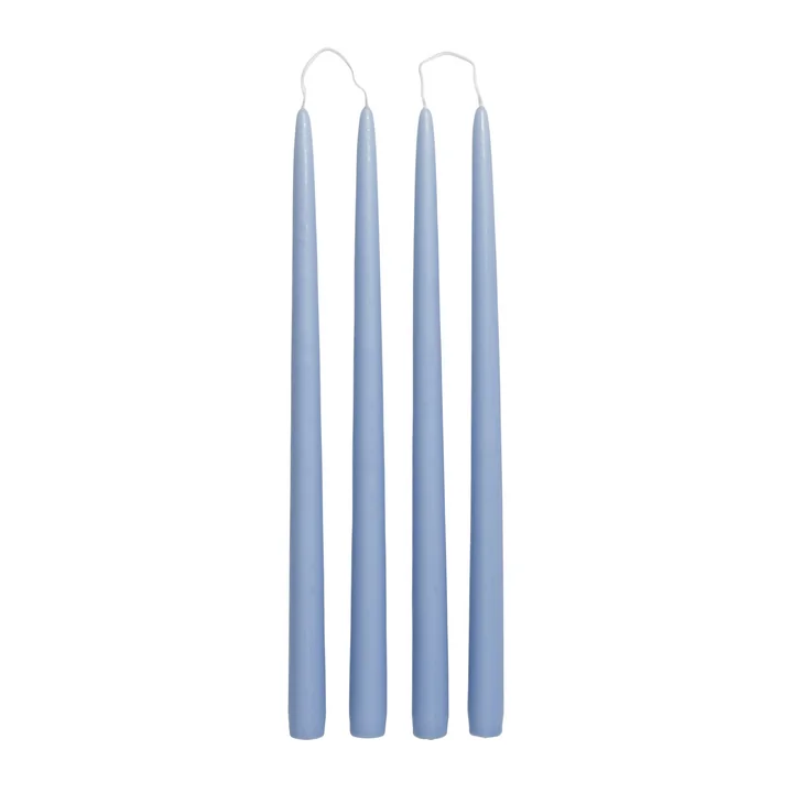 Bougies trempées, Ø 2,2 cm, plein air light blue (set de 4) de Broste Copenhagen