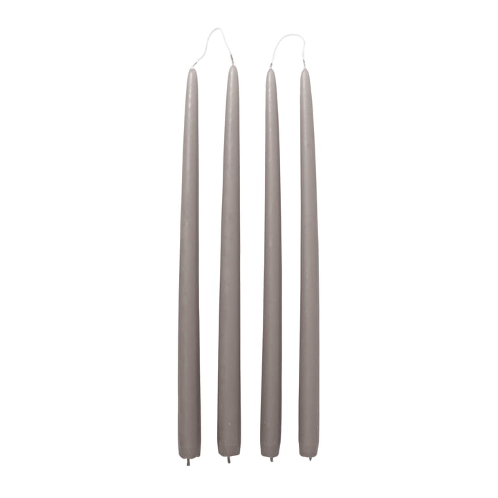 Bougies trempées, Ø 2,2 cm, lin (set de 4) de Broste Copenhagen