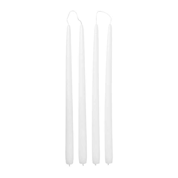 Bougies trempées, Ø 2,2 cm, pure white (set de 4) de Broste Copenhagen