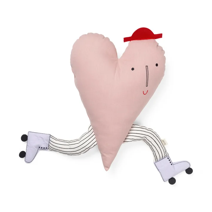 Ferm Living - Heart Coussin, dark rose