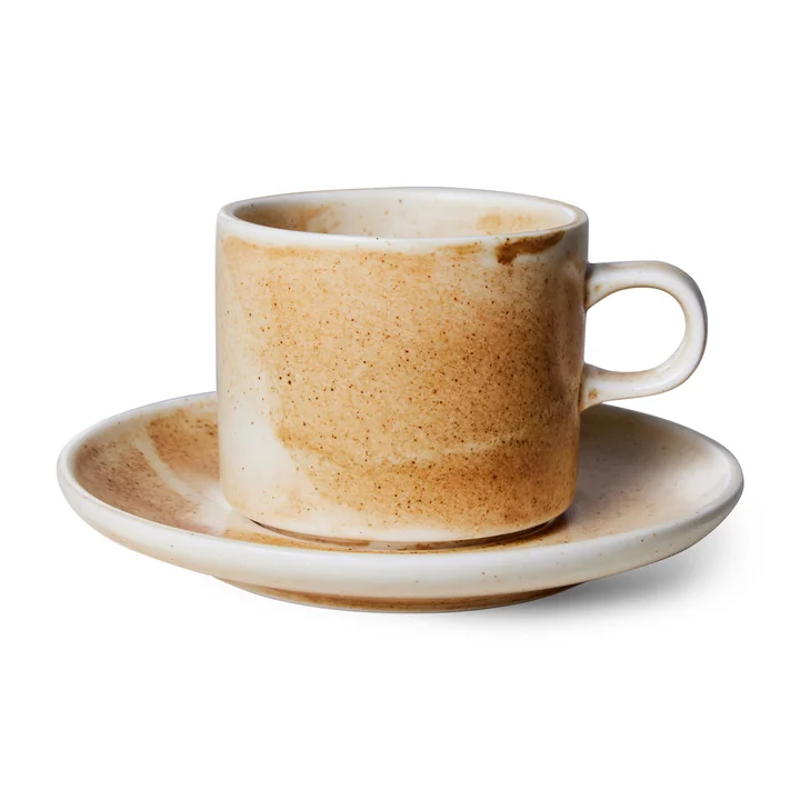Chef Ceramics Tasse avec soucoupe, 220 ml, rustic cream/brown de HKliving