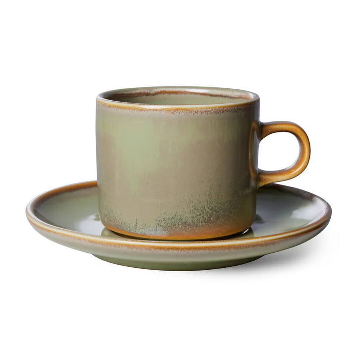 Chef Ceramics Tasse avec soucoupe, 220 ml, moss green de HKliving
