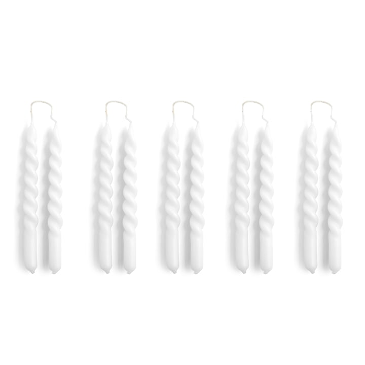 Spiral Mini-bougies, H 14 cm, blanc (set de 10) de Hay