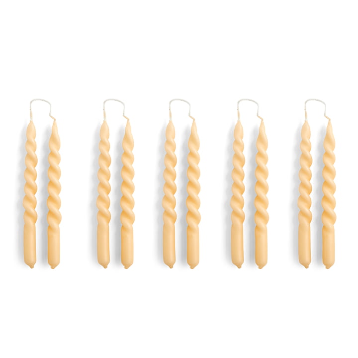 Spiral Mini-bougies, H 14 cm, beige (set de 10) de Hay
