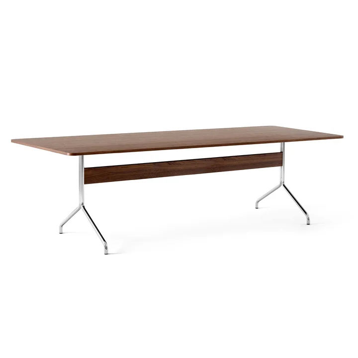 Pavilion Dining Table de salle à manger AV24, 250 x 110 cm, noyer laqué / piétement chromé de & Tradition